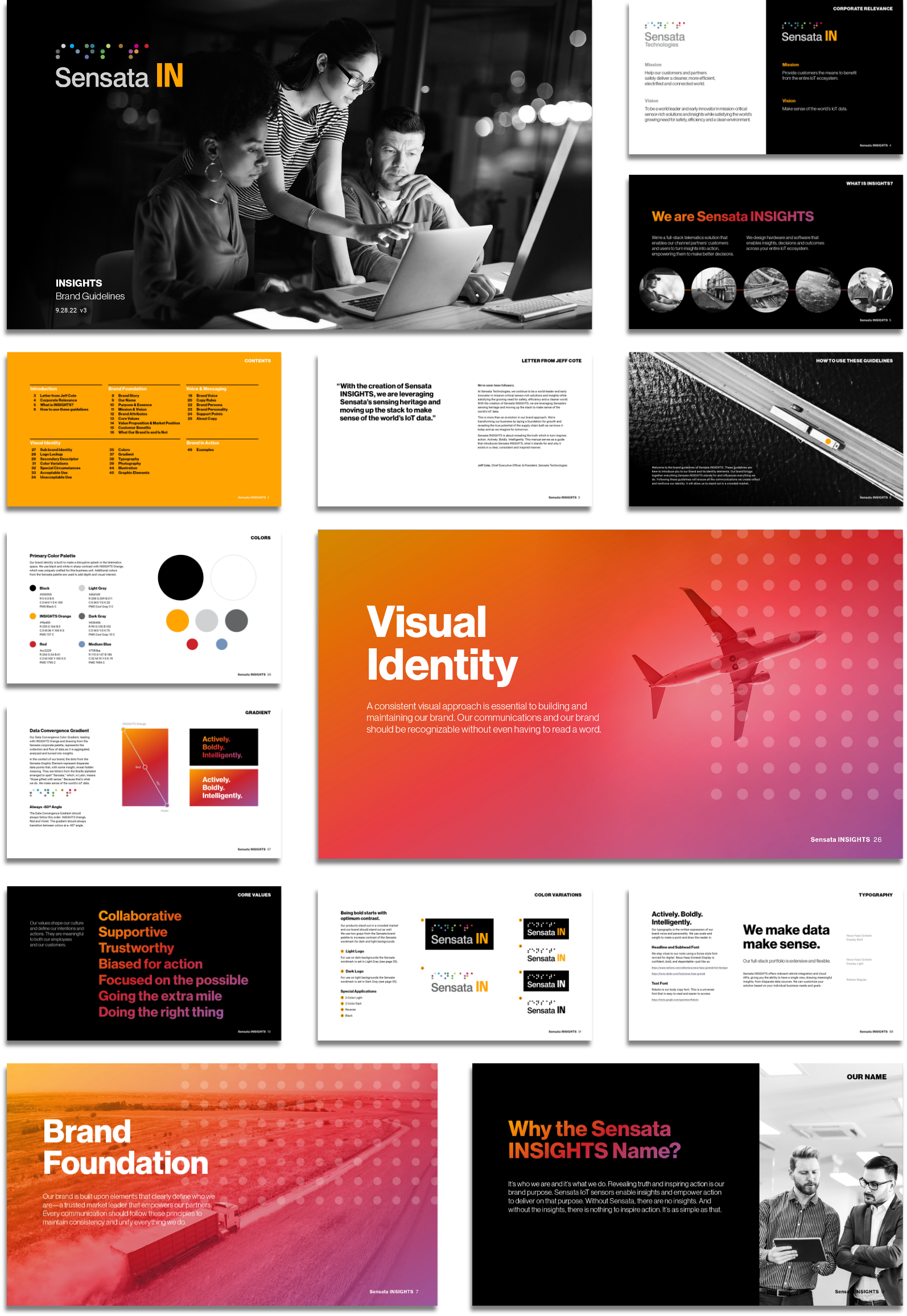 Collage of Sensata INSIGHTS brand guidelines.