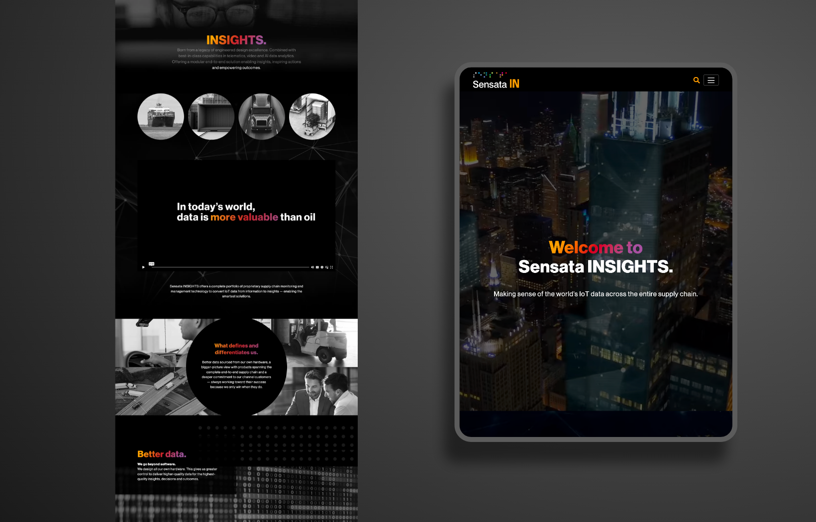 Visuals of the Sensata INSIGHTS website from a pc and tablet view.